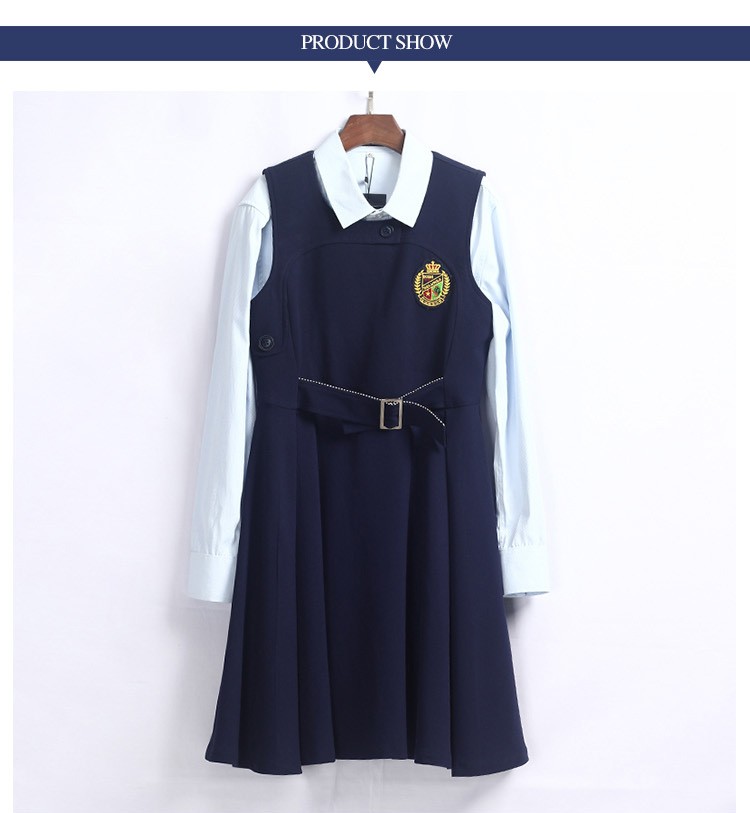 La escuela personalizada viste uniformes de manga larga, faldas de puente, trajes para niñas