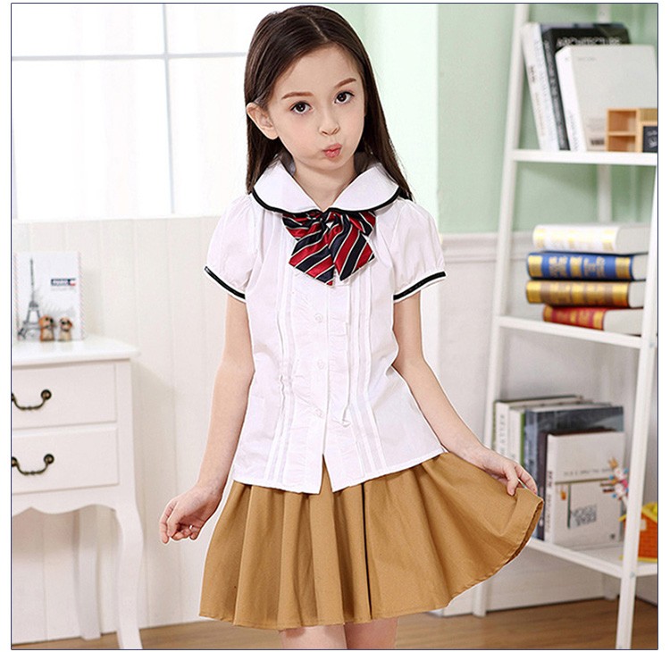 Faldas de uniforme escolar de manga corta para niña de verano