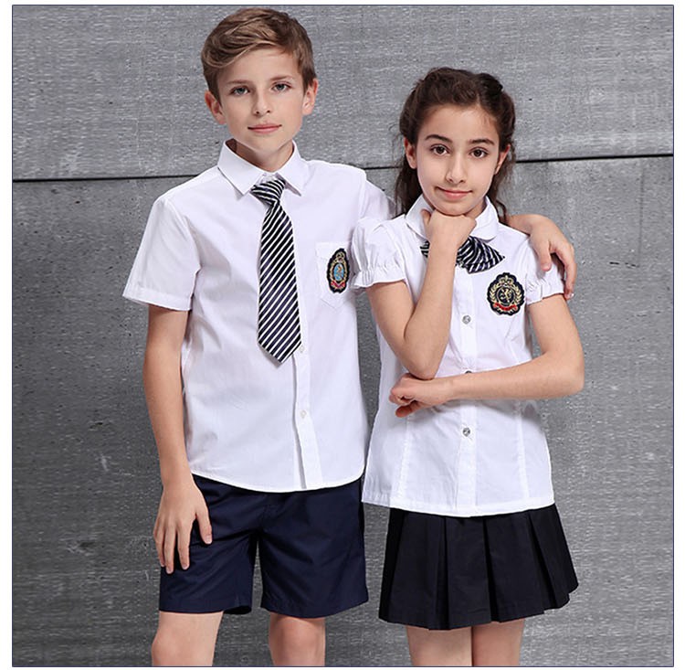Verano manga corta niños y niñas niños blanco mejor uniforme escolar camisas