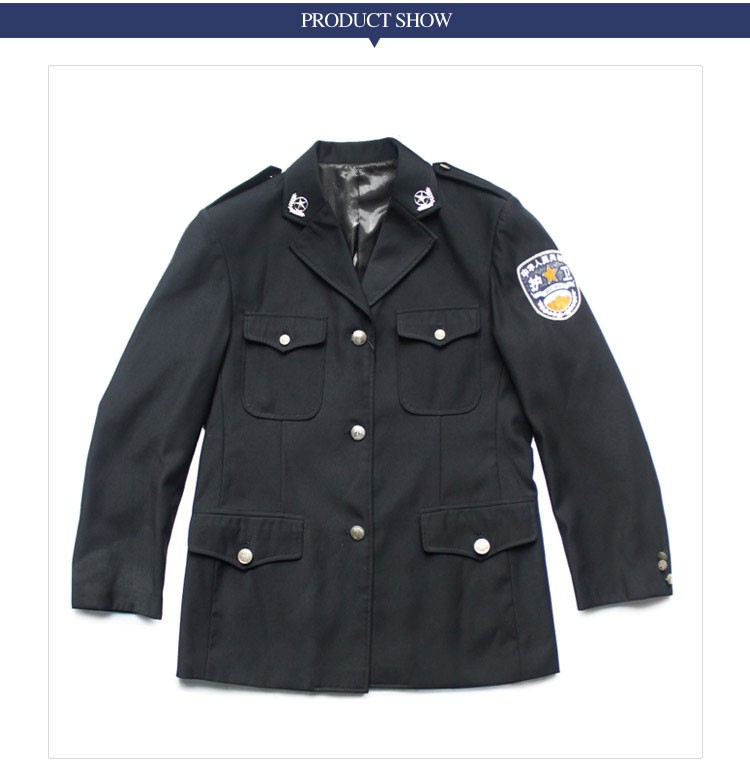Abrigos de uniforme de seguridad de oficial de compañía de guardia de hombre de otoño invierno negro de diseño personalizado