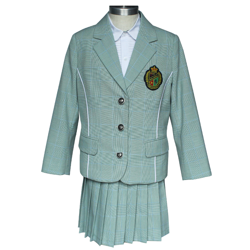 Falda plisada de color sólido de uniforme universitario para niñas de color verde claro japonés