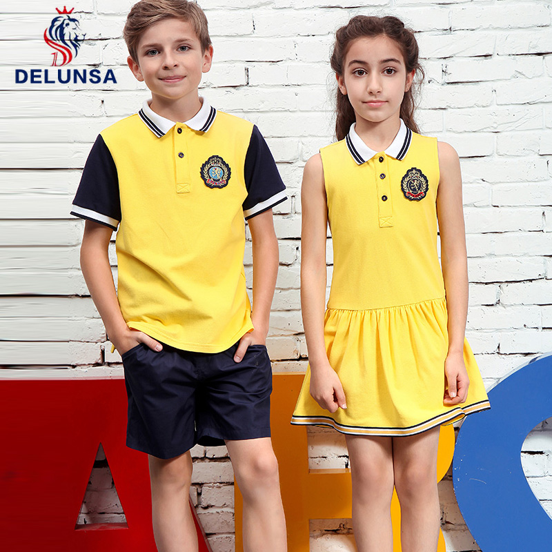 Cree el uniforme amarillo de la camisa del deporte del verano del chándal del uniforme escolar para requisitos particulares
