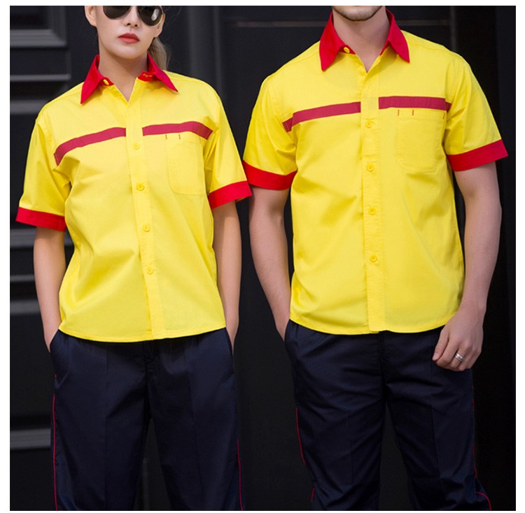 Traje de uniforme de trabajador de manga corta cómodo de empresa de mensajería de verano personalizado