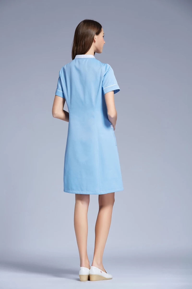 Uniforme de enfermera blanco azul personalizado vestido Spa uniforme médico de enfermería