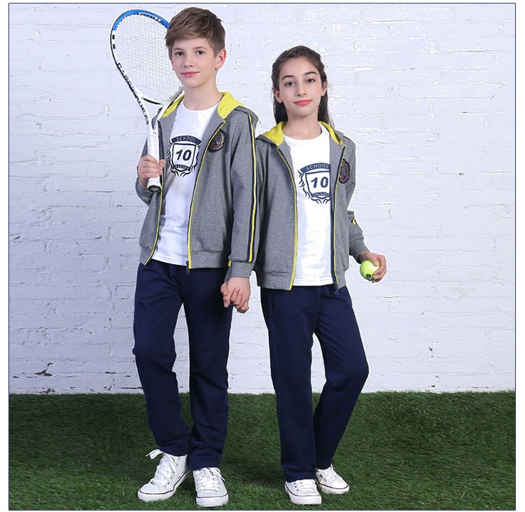 Cree la capa y los pantalones largos del frente de la cremallera de la manga de la ropa deportiva de los niños de la primavera para requisitos particulares