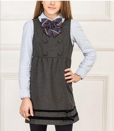 Falda de puente para niñas a la moda, diseños de uniformes de escuela primaria, uniformes escolares, vestido con pajarita