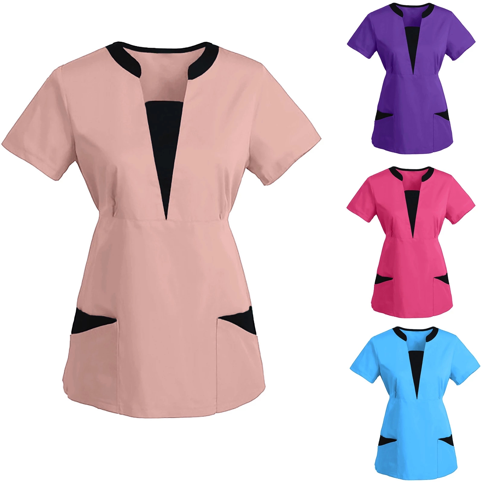 Uniforme blanco de enfermera de moda para mujer hecho a medida diseños uniforme de ropa de enfermera con cuello en V