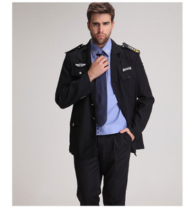 Traje de guardia negro de manga larga para uniformes de empresa de seguridad de oficina de avión de diseño personalizado