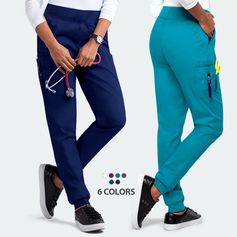 Pantalones de enfermería de hospital de uniforme de enfermera personalizados con dos bolsillos inclinados