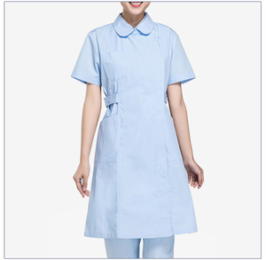 Vestido de uniforme de enfermera blanco de manga larga médica con cinturón ajustable de manga corta de nuevo estilo personalizado