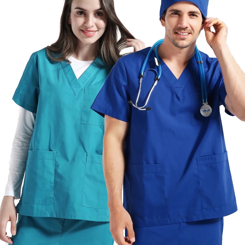 Ropa de trabajo con cuello en V Uniformes médicos Top y pantalones Uniformes médicos unisex Enfermería
