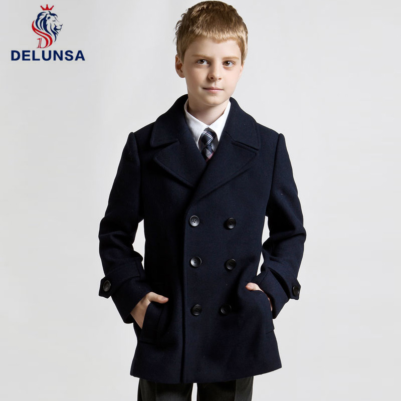 Camisas de uniforme escolar con chaqueta de un solo pecho largas de invierno negro de diseño personalizado 