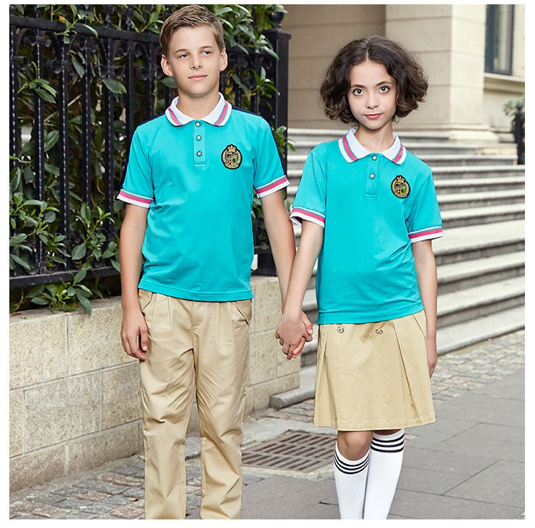 Logotipo bordado Escuela primaria Ropa deportiva 100% algodón Uniforme escolar Camisa y pantalones