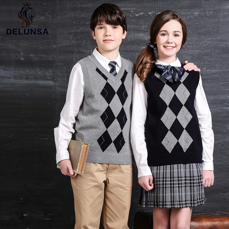 Uniforme de estudiante personalizado, chaleco para niños, suéter Ver suéter, uniforme escolar gris para estudiantes de secundaria
