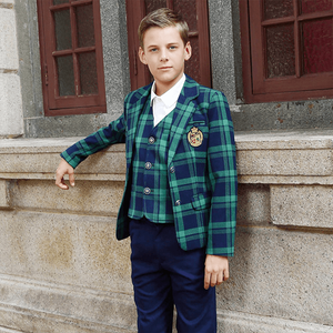 Uniforme escolar privado personalizado Chaqueta a cuadros verde