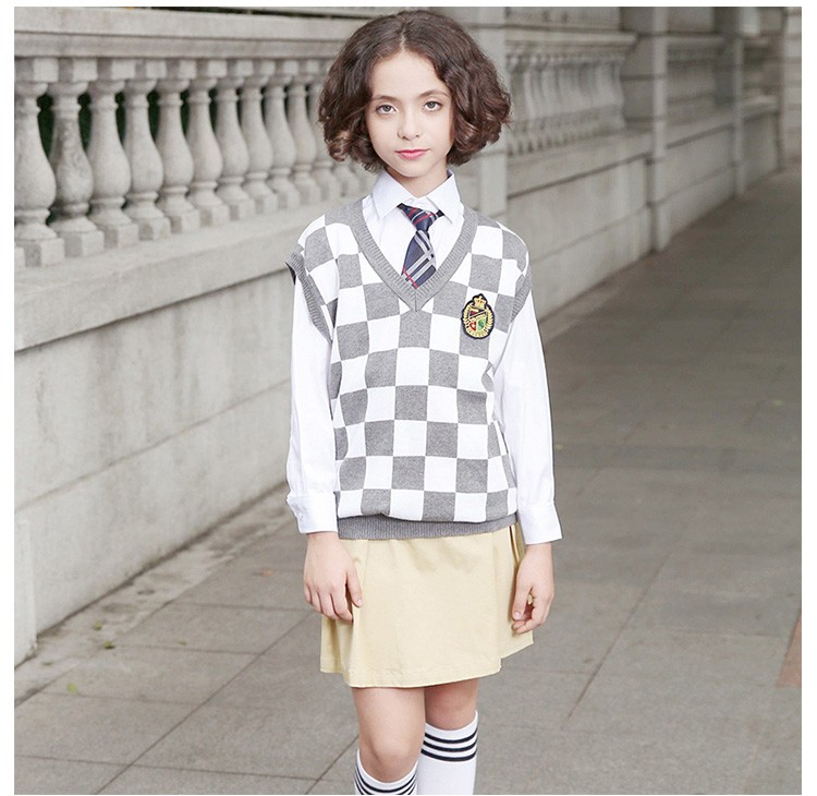 Diseño Chaleco de uniforme escolar privado abrigo girlse uniforme escolar cardigans suéteres