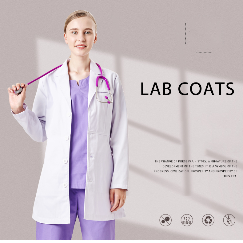 Bata de laboratorio blanca unisex de médico personalizada con bolsillo