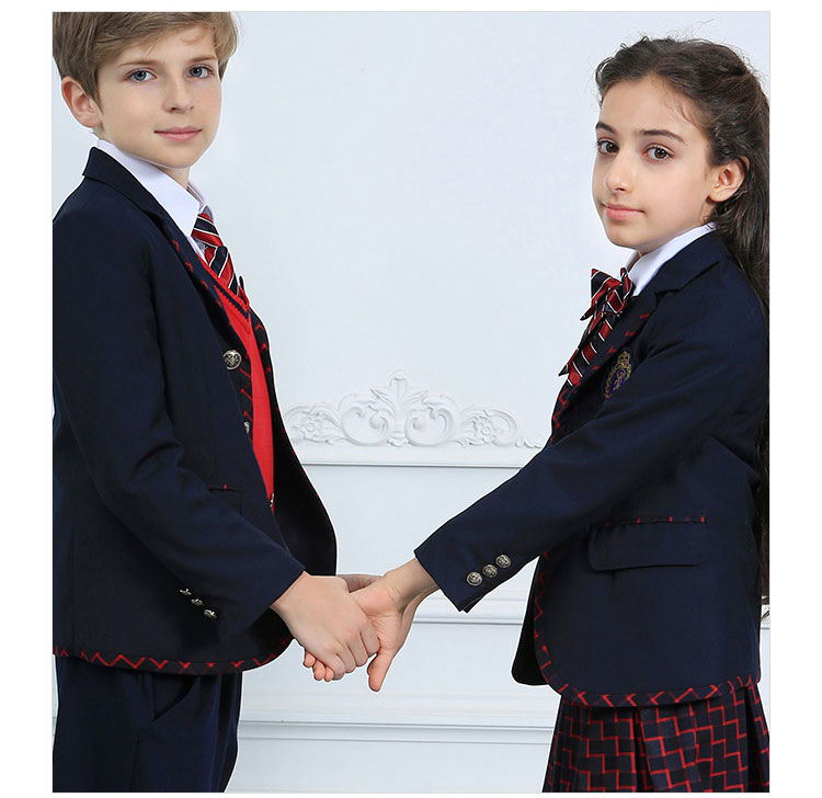 Conjunto de camisa de uniforme escolar negro de primavera cómodo personalizado para escuela primaria y secundaria