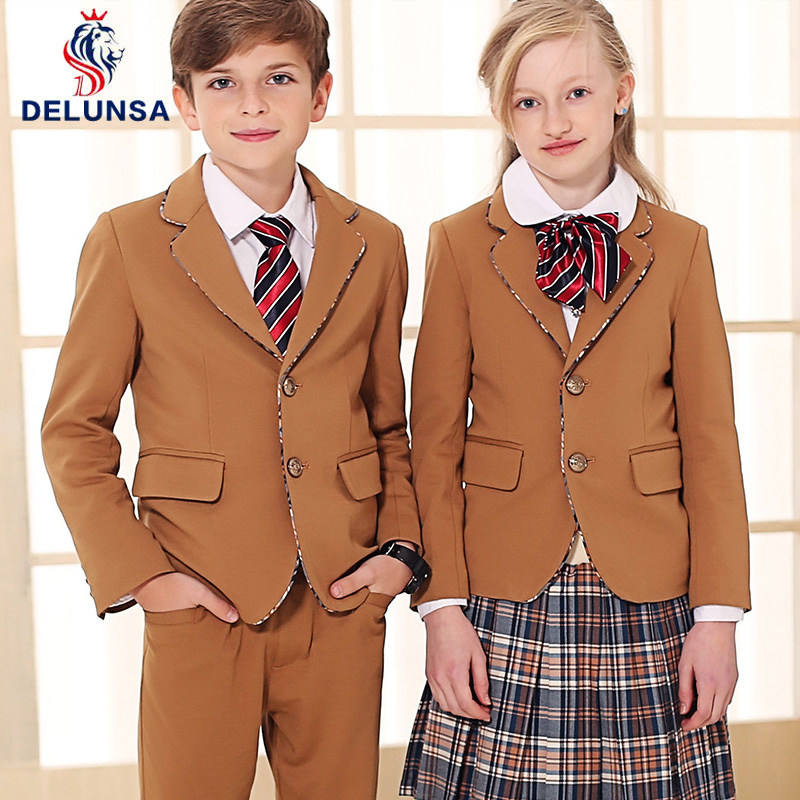 Conjunto de camisa de chaqueta de uniforme escolar personalizado para escuela primaria y secundaria