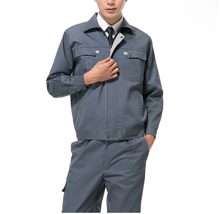 Custom Machine Works Factory Traje de ropa de trabajador de manga larga con cremallera de color gris sólido