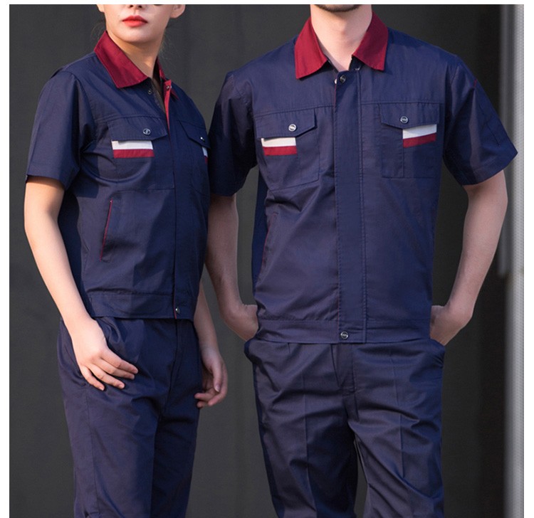 Camisa de uniforme de trabajo de verano de manga corta con cremallera de fábrica