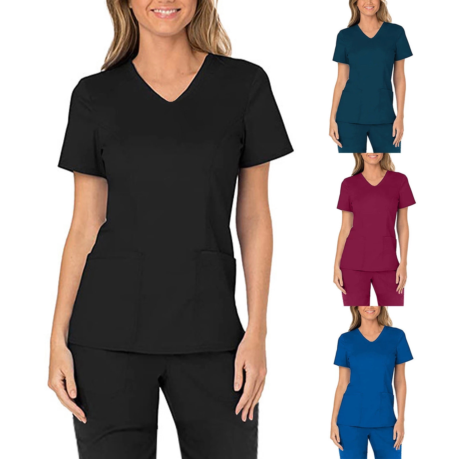 Nuevo estilo de moda personalizado con cuello en V Scrub uniforme de enfermera para mujeres
