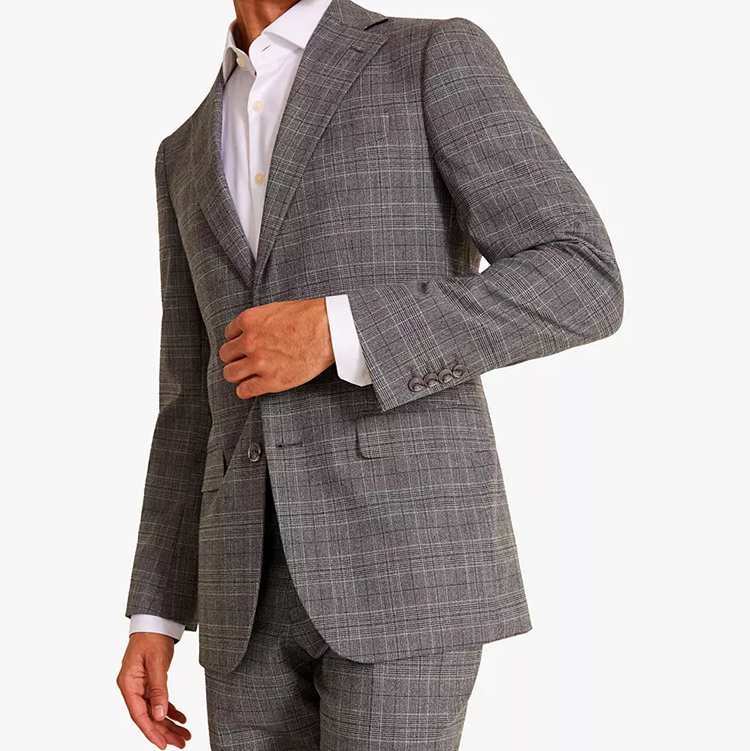 Diseño personalizado de traje de negocios de oficina tejido con cuello en V de un solo pecho para hombres