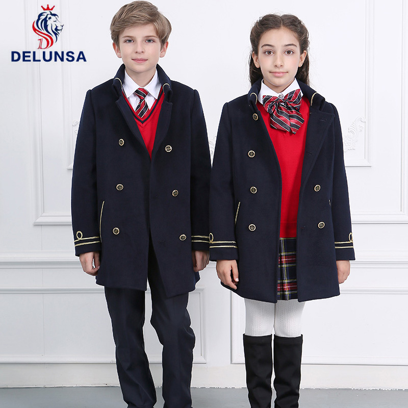 Venta al por mayor de uniformes escolares de invierno para niños, chaqueta, uniformes escolares para niños