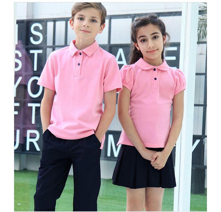 Cree el uniforme rosado de la camisa del deporte del verano del polo de la ropa de los niños del color sólido para requisitos particulares