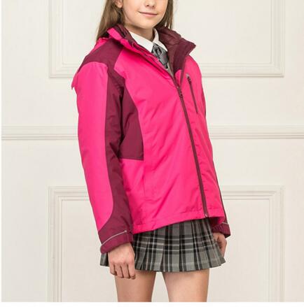 Diseño de abrigo de uniforme de escuela secundaria para niñas de chaqueta de plumón rosa de invierno