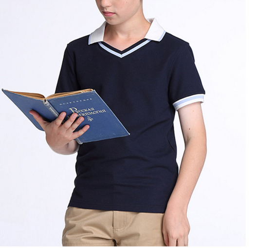 Polo de uniforme escolar de manga corta para niños de color sólido diario de servicio OEM