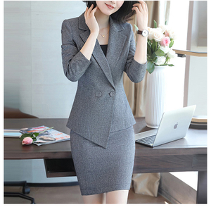 Traje de oficina formal de dama con cuello en V y manga larga de estilo simple de diseño personalizado