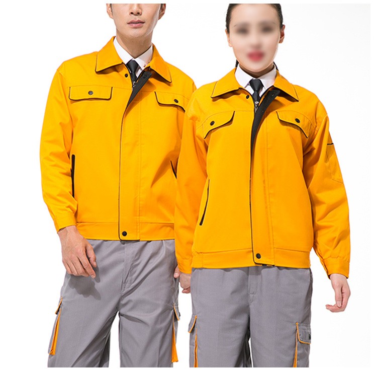 Capa de trabajo de color sólido de fábrica de ropa de trabajo de manga larga con diseño personalizado con bolsillo