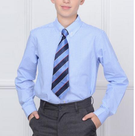 Camisa a cuadros de manga larga para niños, uniforme escolar de alta calidad con un solo pecho